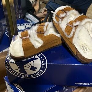 Birkenstock Brown Shearling Sandals